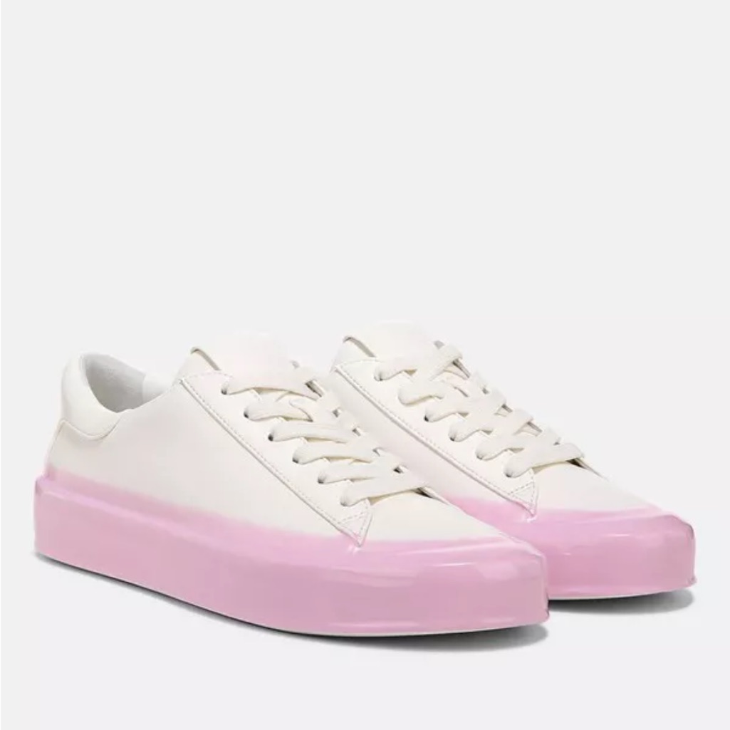Vince Gabi Dipped Lace Up Women's White And Pink Sneakers